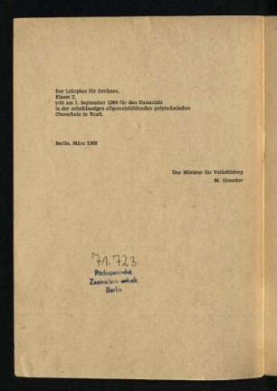 Der Lehrplan für ...