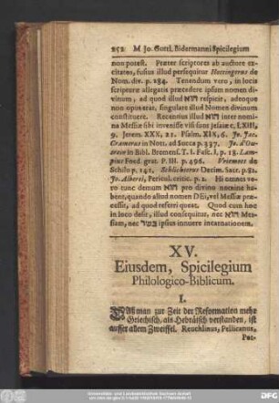 XV. Eiusdem, Spicilegium Philologico-Biblicum.