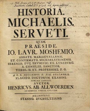 Historia Michaelis Serveti