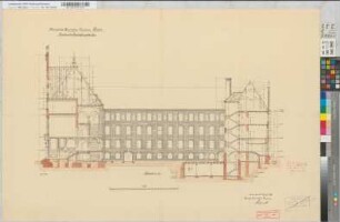Neubau des Geschäftsgebäudes der Kgl. Eisenbahndirektion Essen: Schnitt, M. 1:100 Hgv, Sknr.: 1, Fanr.: 7, Bunr.: 14