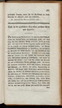 Reise in die nördlichen Gegenden zwischen Asien und Amerika.