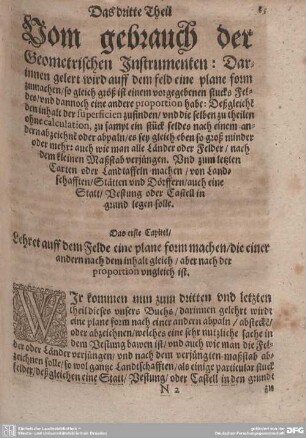 Das dritte Theil/ Vom gebrauch der Geometrischen Instrumenten.