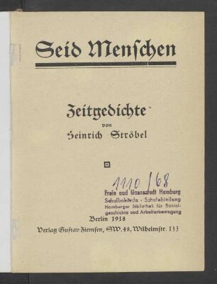 Seid Menschen : Zeitgedichte