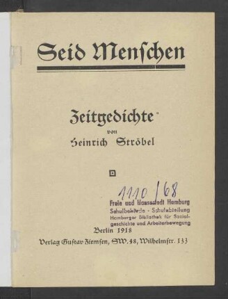 Seid Menschen : Zeitgedichte