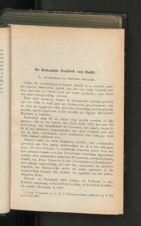 De Koloniale Politiek van Italië, door A. Mühlenfeld.