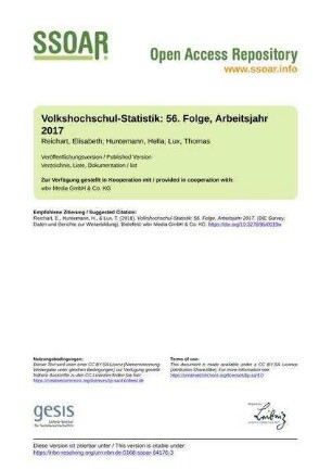 Volkshochschul-Statistik: 56. Folge, Arbeitsjahr 2017