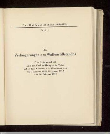 Teil II - Die Verlängerungen des Waffenstillstandes