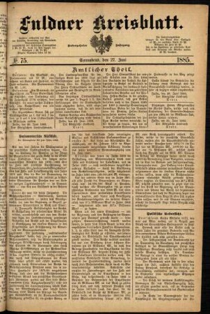 Ausgabe vom Samstag, den 27. Juni 1885.