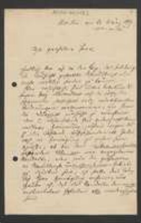 Brief von Carl Anton Henniger an Unbekannt