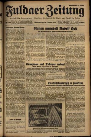 Erste Ausgabe vom Mittwoch, den 27. Oktober 1937.