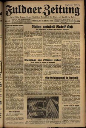 Erste Ausgabe vom Mittwoch, den 27. Oktober 1937.