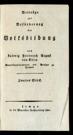 St. 2: Beiträge zur Beförderung der Volksbildung