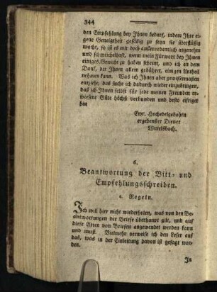 6. Beantwortung der Bitt- und Empfehlungsschreiben