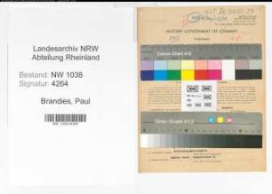 Entnazifizierung Paul Brandies , geb. 18.07.1892 (Beamter)