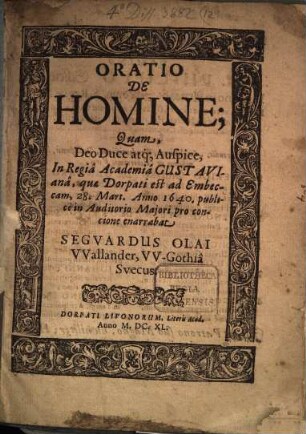 Oratio de homine