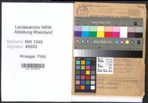 Entnazifizierung Fritz Krueger , geb. 19.05.1920 (Schriftsteller)