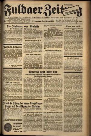 Ausgabe vom Donnerstag, den 31. Oktober 1935.