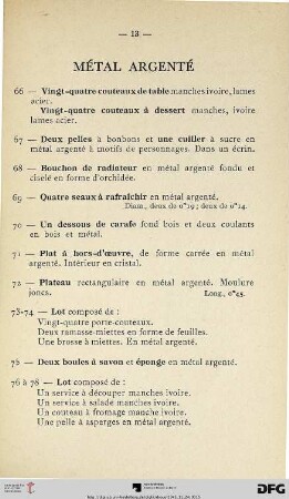 Métal Argenté (Nr. 66-78)