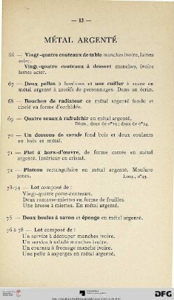 Métal Argenté (Nr. 66-78)