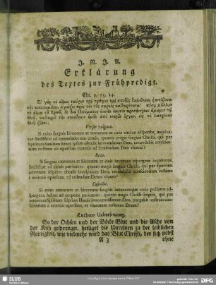 Erklärung des Textes zur Frühpredigt