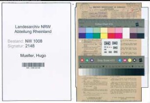 Entnazifizierung Hugo Mueller , geb. 17.03.1901 (Postbetr.Assistent)