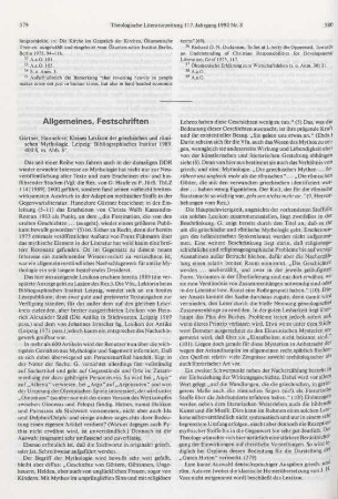 Allgemeines, Festschriften