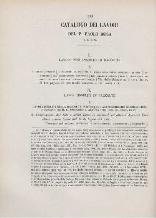 Catalogo dei lavori del P. Paola Rosa.