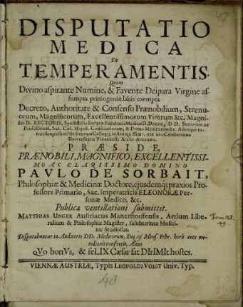 Disputatio Medica De Temperamentis