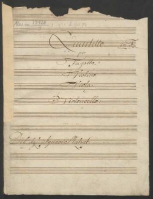 Quartette; fag, vl, vla, vlc; F-Dur