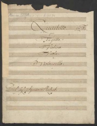 Quartette; fag, vl, vla, vlc; F-Dur