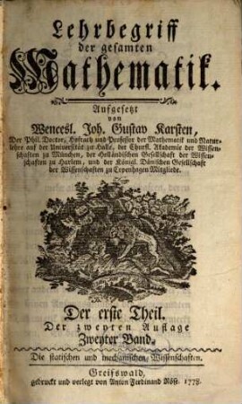 Lehrbegriff der gesamten Mathematik, 2