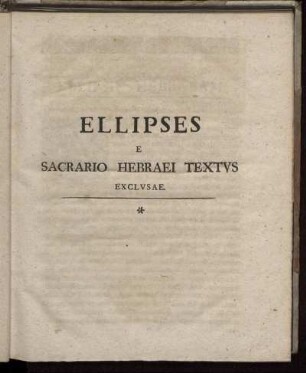 Ellipses E Sacrario Hebraei Textus Exclusae.