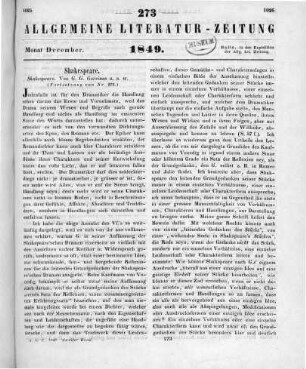 Gervinus, G. G.: Shakespeare. Bd. 2-3. Leipzig: Engelmann 1849 (Fortsetzung von Nr. 272)