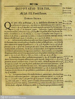 Disputatio Tertia, Ad Lib. III. Pandectarum