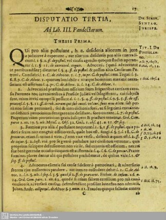 Disputatio Tertia, Ad Lib. III. Pandectarum
