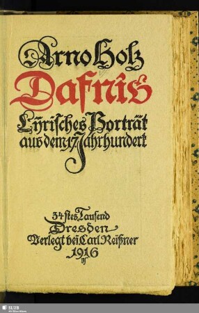 Dafnis : lyrisches Porträt aus dem 17. Jahrhundert