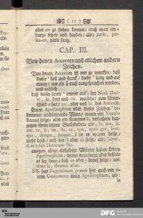 Cap. III. Von denen Accenten und etlichen andern Zeichen.