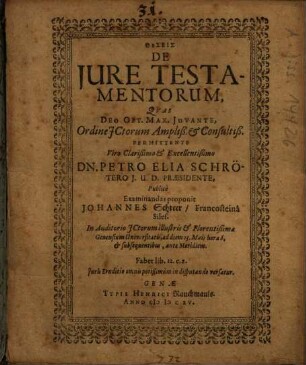 Theseis De Iure Testamentorum