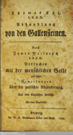 Abhandlung von den Gallensteinen