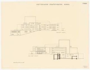 Staatstheater Kassel: Südwestansicht, Nordostansicht 1:200
