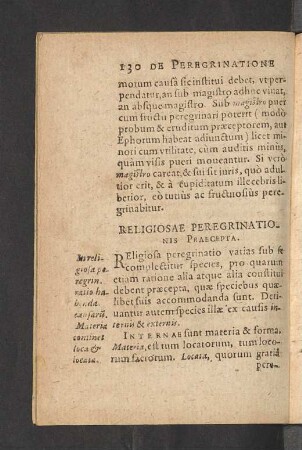 Religiosae Peregrinationis Praecepta.