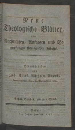 Ersten Bandes, zweytes Stück