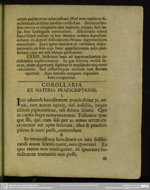 Corollaria Ex Materia Praescriptionis
