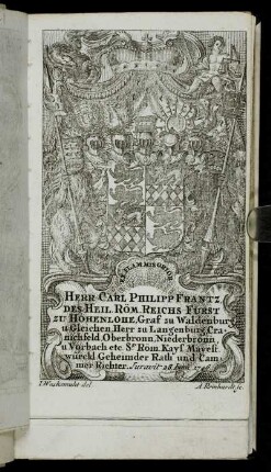 Herr Carl Philipp Frantz...Furst zu Hohenlohe,[...] - Herr Carl...Graf zu Wied,[...]