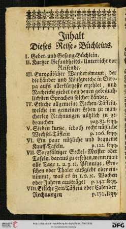 Inhalt dieses Reise-Buechleins