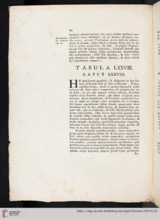 Tabula LXXVIII. Caput LXXVIII
