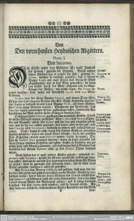 Von den vornehmsten Heydnischen Abgöttern