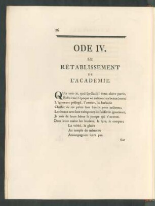 Ode IV. Le Rétablissement De L'Académie.