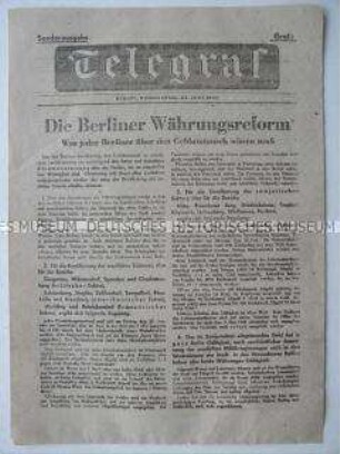 Sonderdruck des "Telegraf" zur Währungsreform
