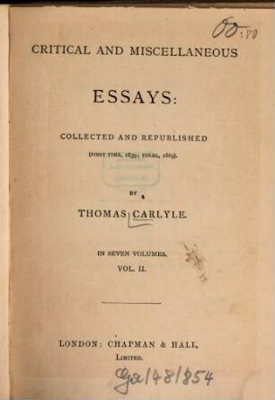 Critical and miscellaneous essays : in 7 vol.. 2